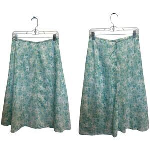 Tyler Boe Aqua Daisy Floral Midi‎ Skirt Cottage Fairy Coastal Granddaughter Sz 8